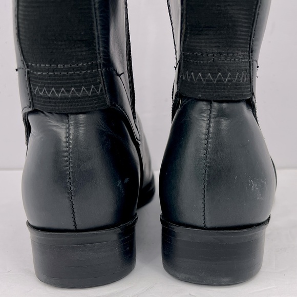 STEVEN BY STEVE MADDEN, LEATHER ZIPPER KNEE HIGH RIDING BOOTS, BLACK SIZE 6W - Picture 8 of 13